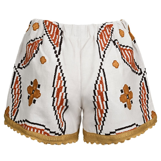 Orsina Cotton Shorts Mustard Trim Print M - Shorts