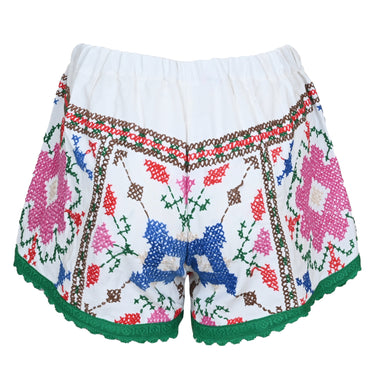 Orsina Cotton Shorts Multi Print Green Trim M - Shorts