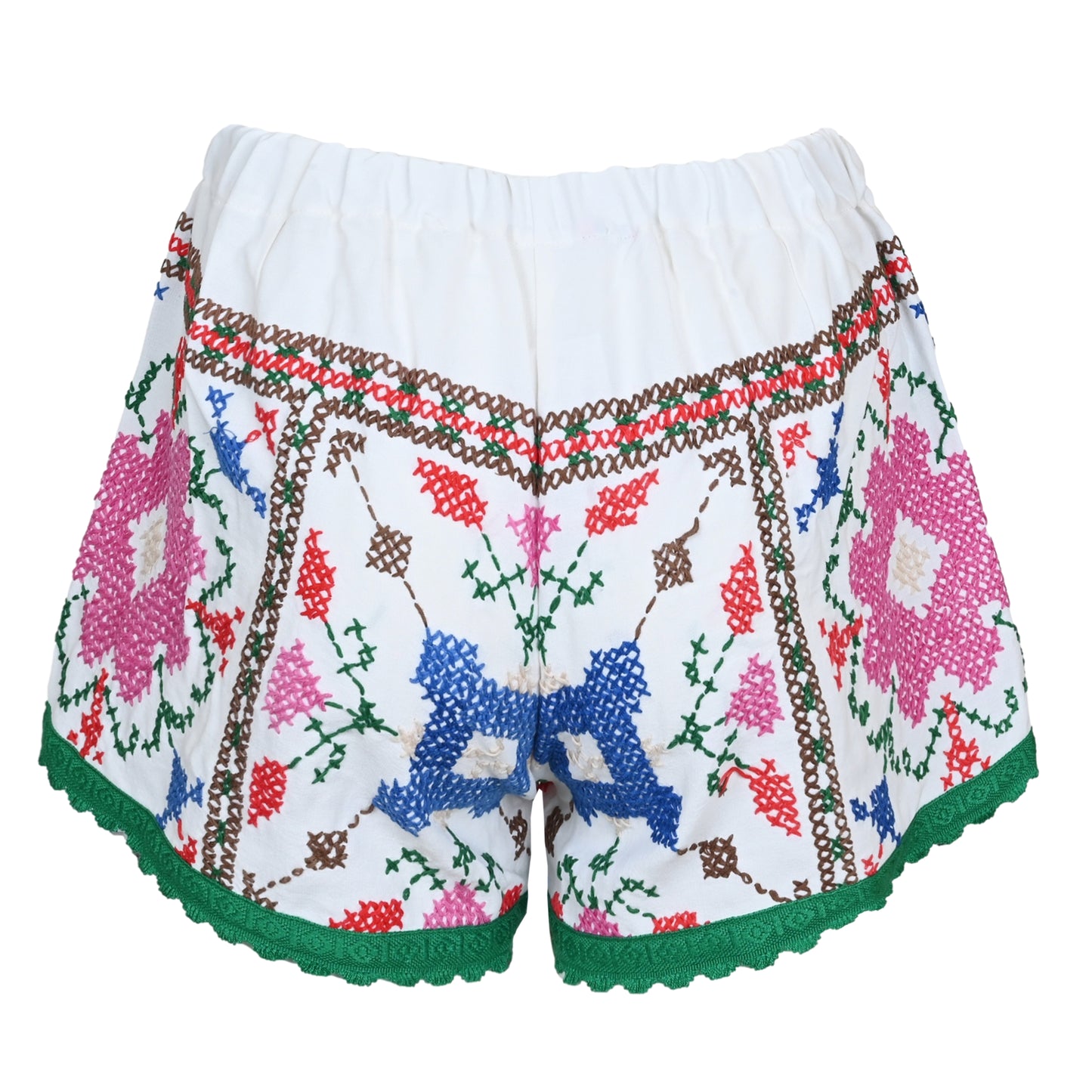 Load image into Gallery viewer, Orsina Cotton Shorts Multi Print Green Trim M - Shorts
