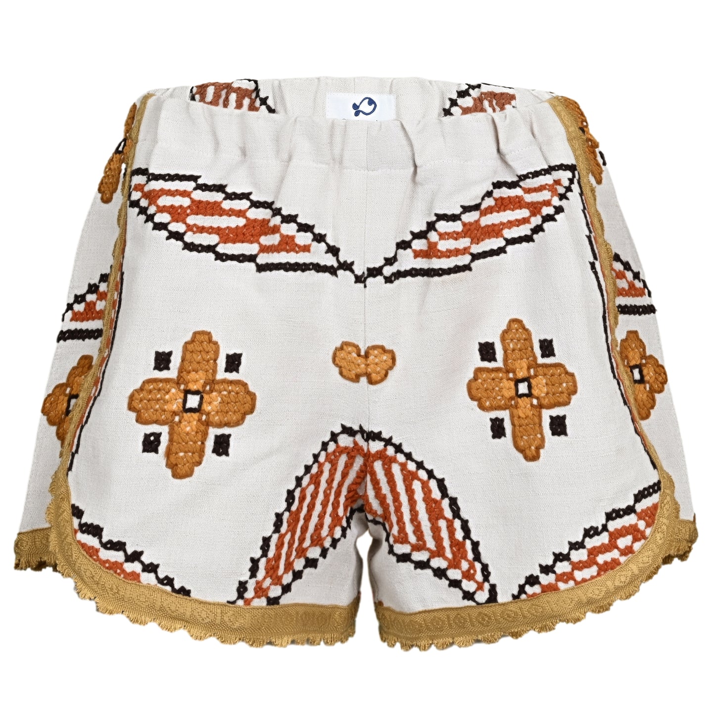 Load image into Gallery viewer, Orsina Cotton Shorts Mustard Trim Print M - Shorts

