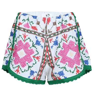 Orsina Cotton Shorts Multi Print Green Trim M - Shorts