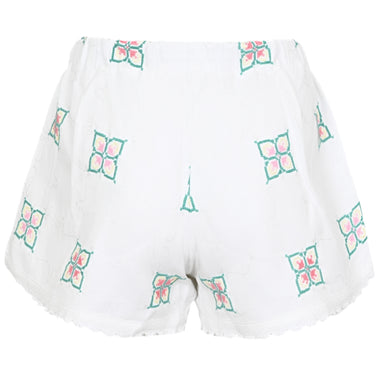 Orsina Cotton Shorts White Square Floral M - Shorts