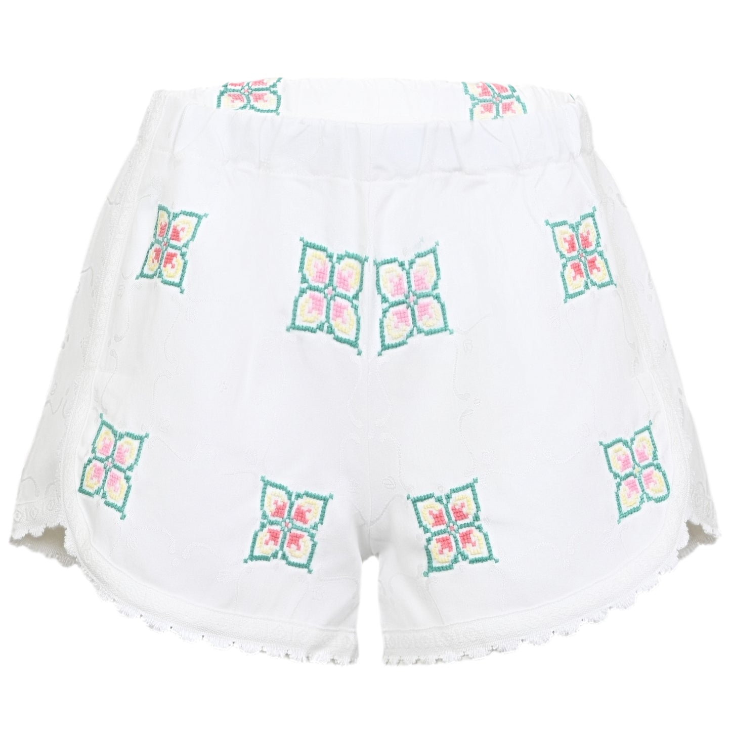 Load image into Gallery viewer, Orsina Cotton Shorts White Square Floral M - Shorts
