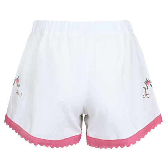 Orsina Cotton Shorts Pink Lace Floral S - Shorts