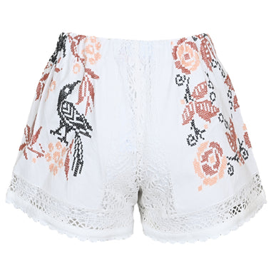 Orsina Cotton Shorts Neutral Bird Print S - Shorts