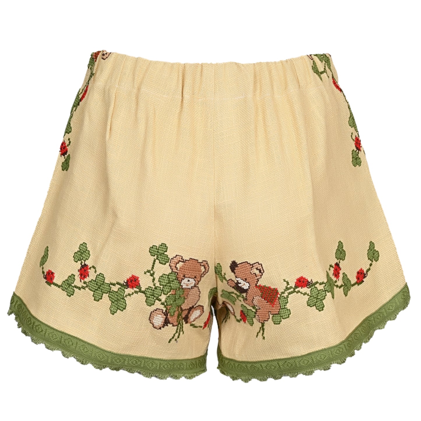Load image into Gallery viewer, Orsina Cotton Shorts Green Trim Ladybird S - Shorts

