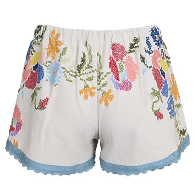 Orsina Cotton Shorts Blue Trim Multi Floral S - Shorts