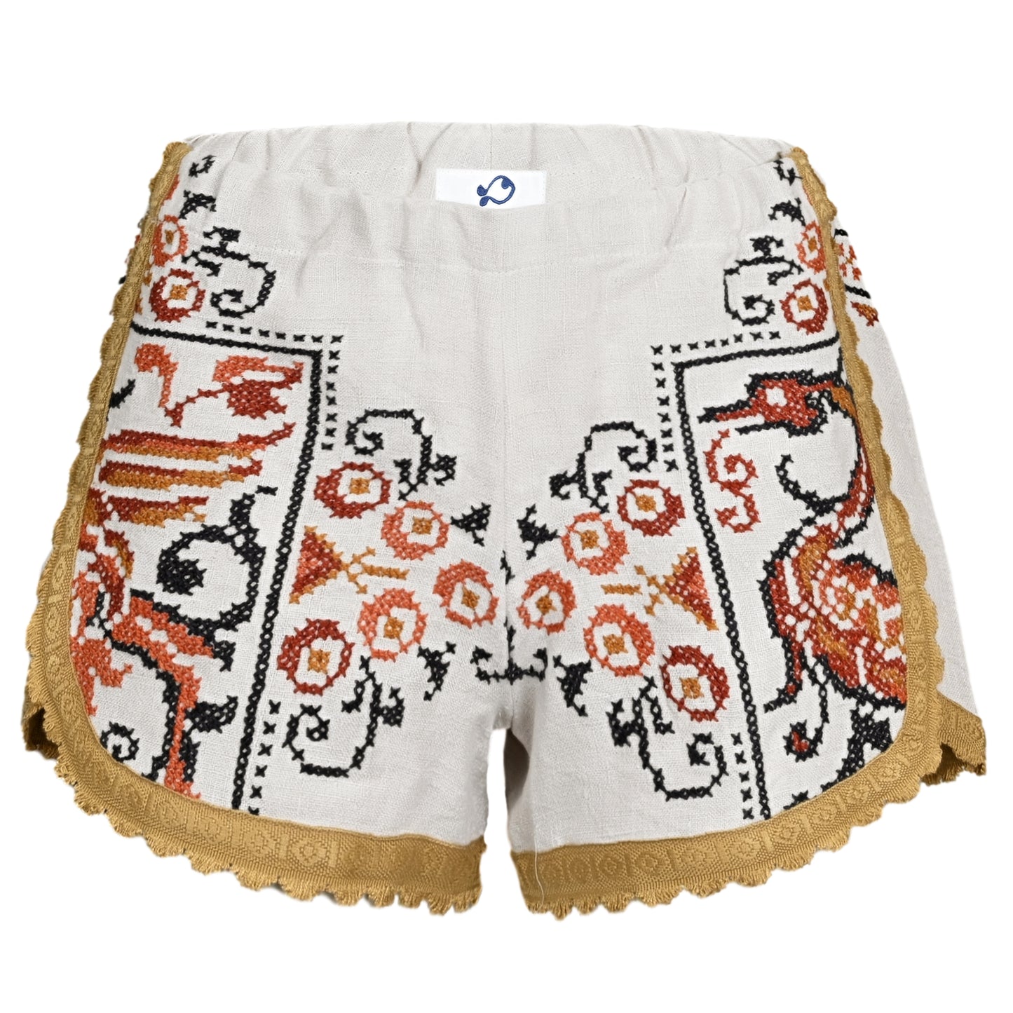 Load image into Gallery viewer, Orsina Cotton Shorts Mustard Trim S - Shorts
