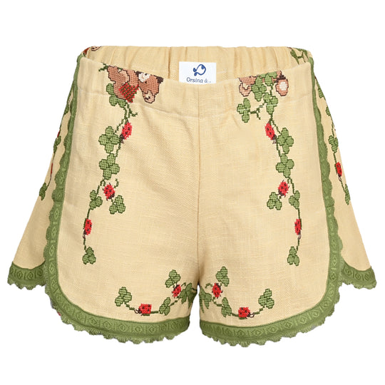Orsina Cotton Shorts Green Trim Ladybird S - Shorts