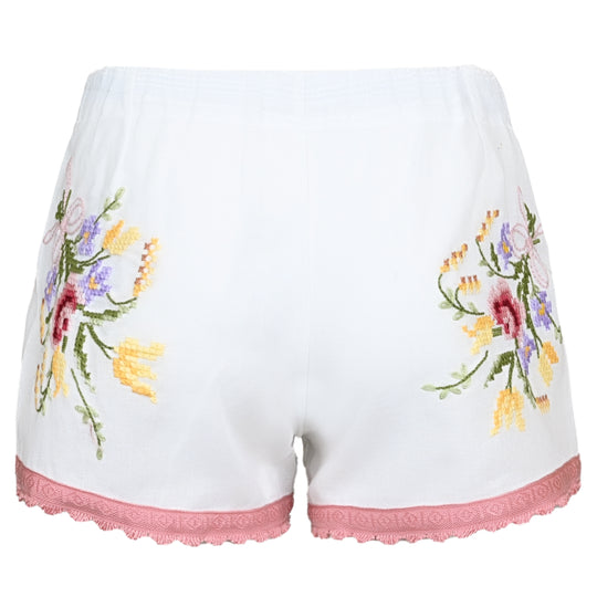 Orsina Cotton Shorts Deep Pink Trim Floral XS - Shorts