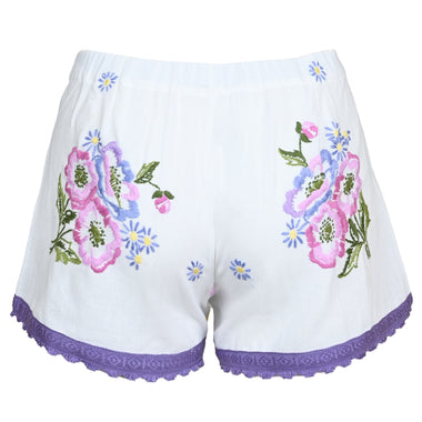 Orsina Cotton Shorts Purple Trim Floral XS - Shorts