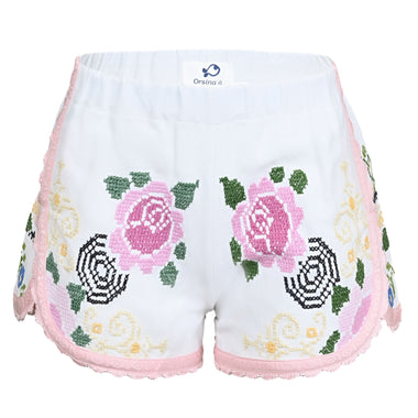 Orsina Cotton Shorts Pastel Pink Trim Floral XS - Shorts