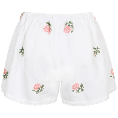 Orsina Cotton Shorts Rose Floral White Base L - Shorts
