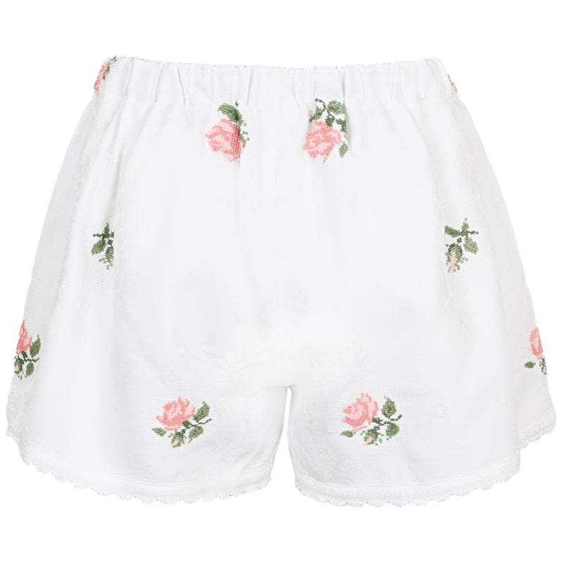 Orsina Cotton Shorts Rose Floral White Base L