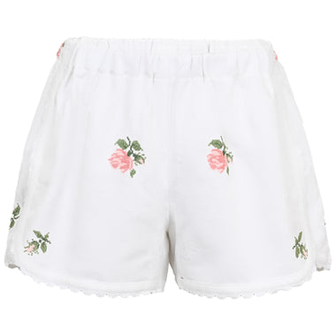 Orsina Cotton Shorts Rose Floral White Base L - Shorts