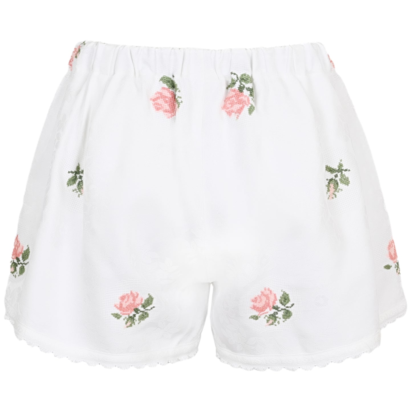 Load image into Gallery viewer, Orsina Cotton Shorts Rose Floral White Base L - Shorts
