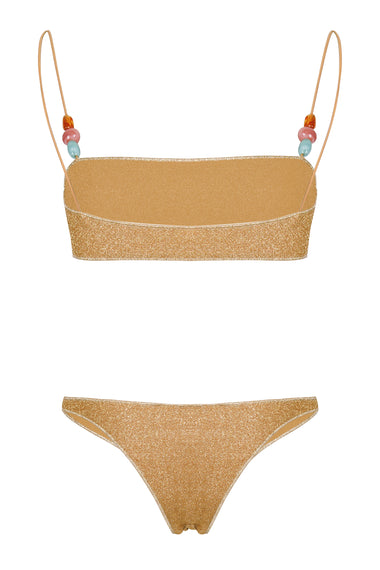 Lumiere Beads Bandeau Bikini Gold