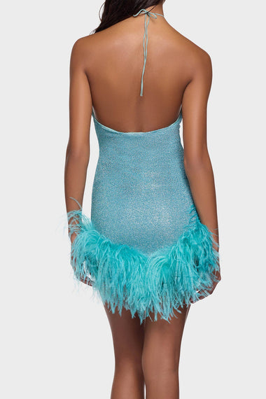 Lumiere Plumage Necklace Dress Sea Turquoise