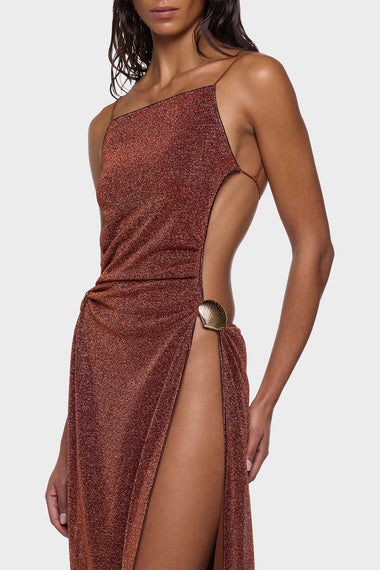 Lumiere Shell Long Dress Brown