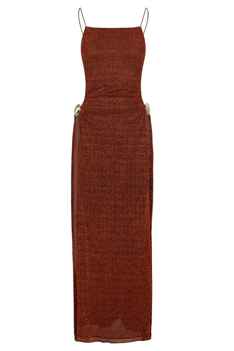 Lumiere Shell Long Dress Brown