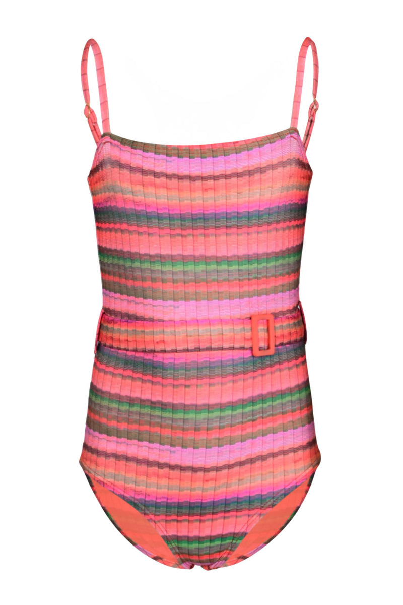 Girls Brixtyn Belted One Piece Jetty Stripes