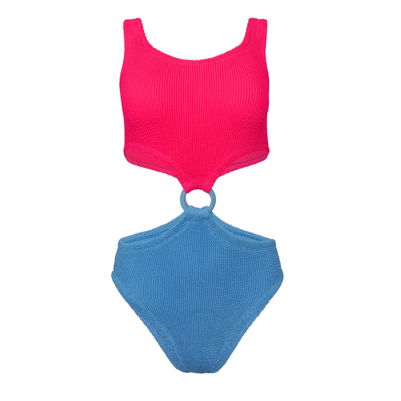 Cut Out Swimsuit in Hot Pink/Sky Blue - Paige Swimsuit