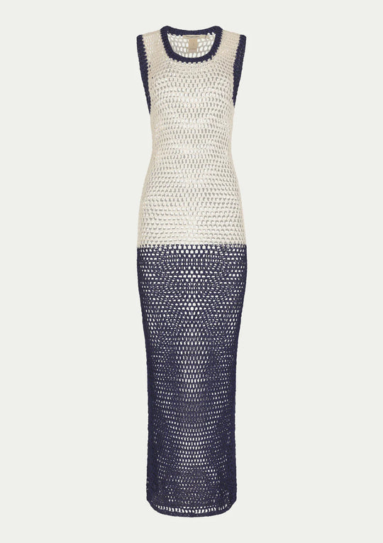 Load image into Gallery viewer, Kate Dress Ivory Navy

