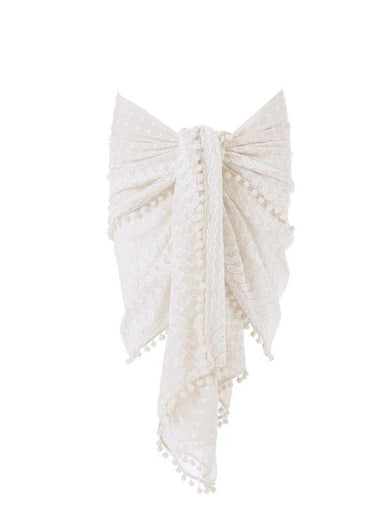 Pareo Cream Embroidered Multi Way Cover Up - Sarong