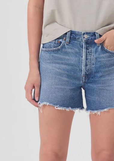 Denim Shorts with Button Fly Closure