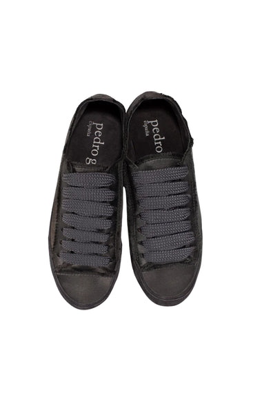 Parson Laced Sneakers Off Black Tonal Satin