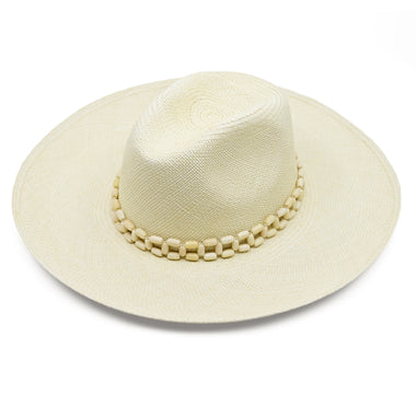Peoni Clasico Wide Brim Hat Natural With Natural Tagua Beads - Hat