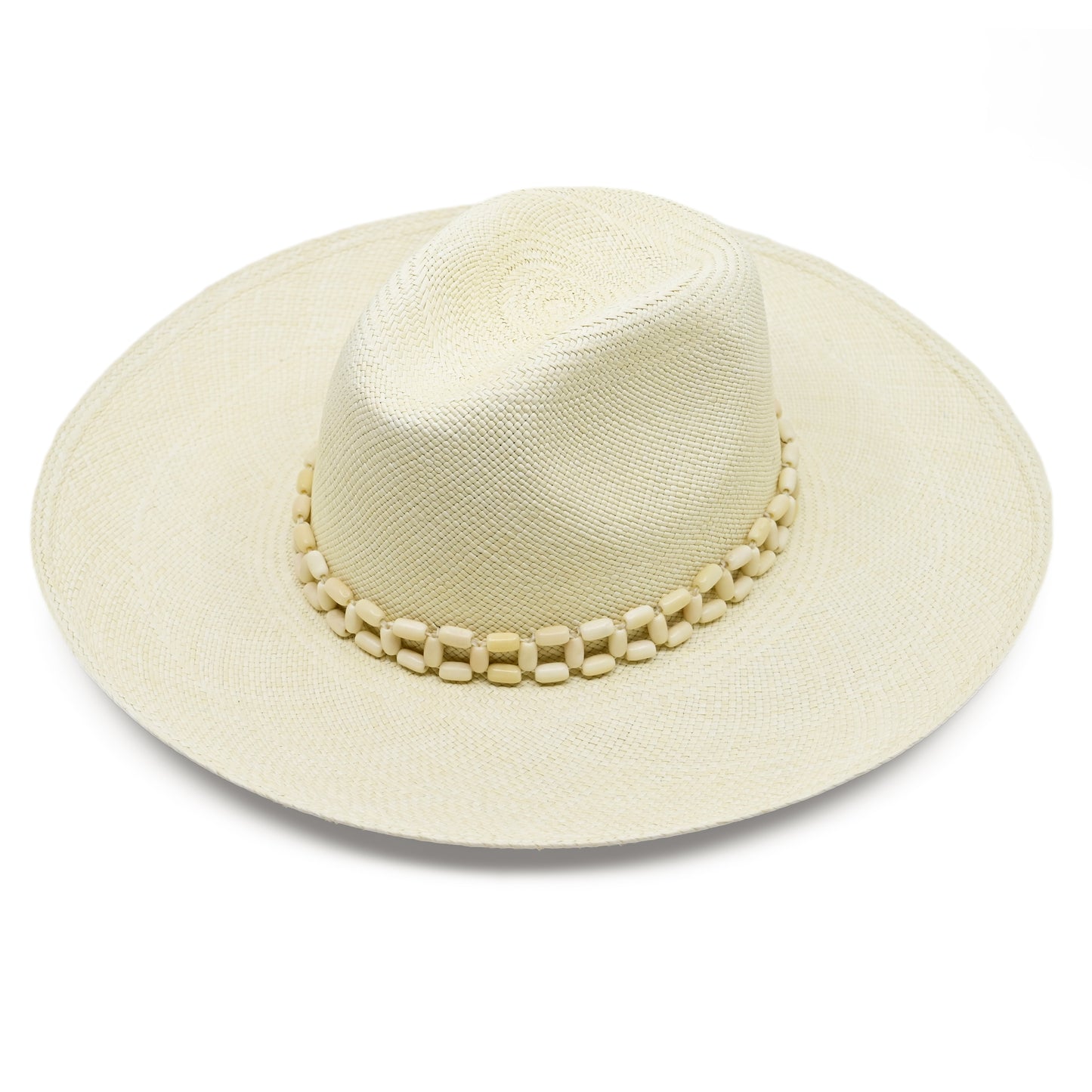 Load image into Gallery viewer, Peoni Clasico Wide Brim Hat Natural With Natural Tagua Beads - Hat
