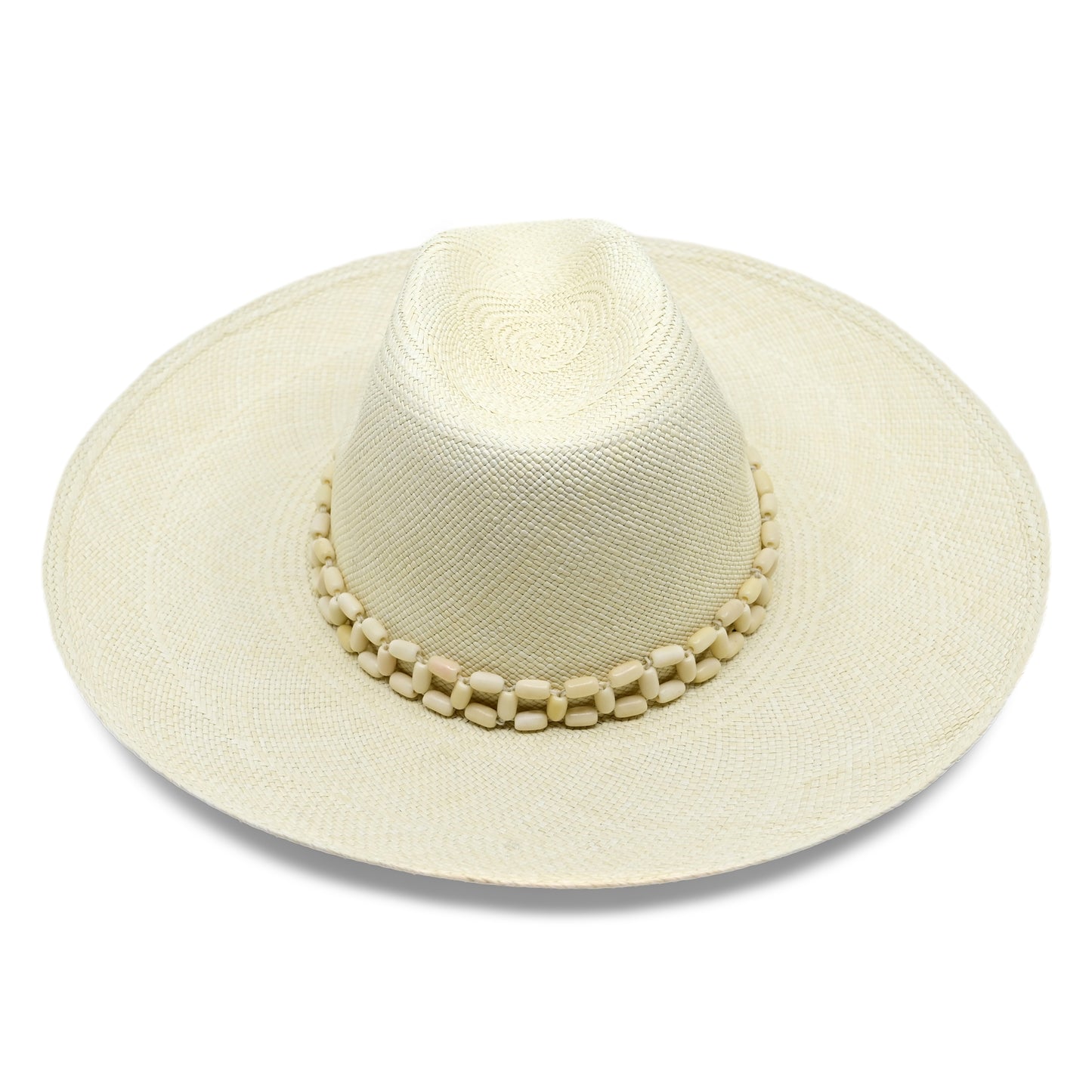 Load image into Gallery viewer, Peoni Clasico Wide Brim Hat Natural With Natural Tagua Beads - Hat
