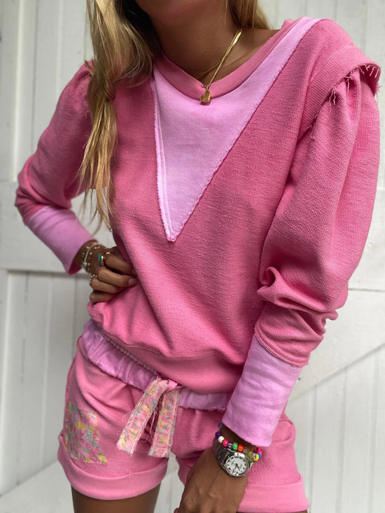 Grier Pullover Party Pink Hand Dye