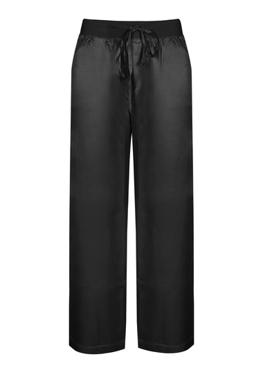 Womens Black Satin Capri Pants