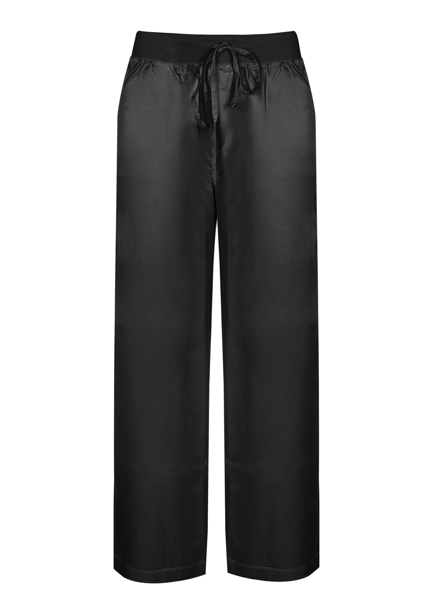 Load image into Gallery viewer, Womens Black Satin Capri Pants
