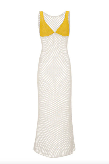 Crochet Colorblock Siren Dress Ecru