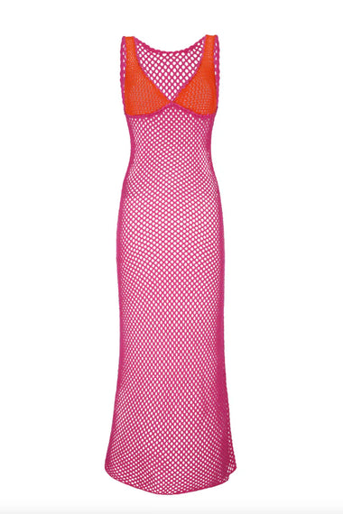 Crochet Colorblock Siren Dress Pink