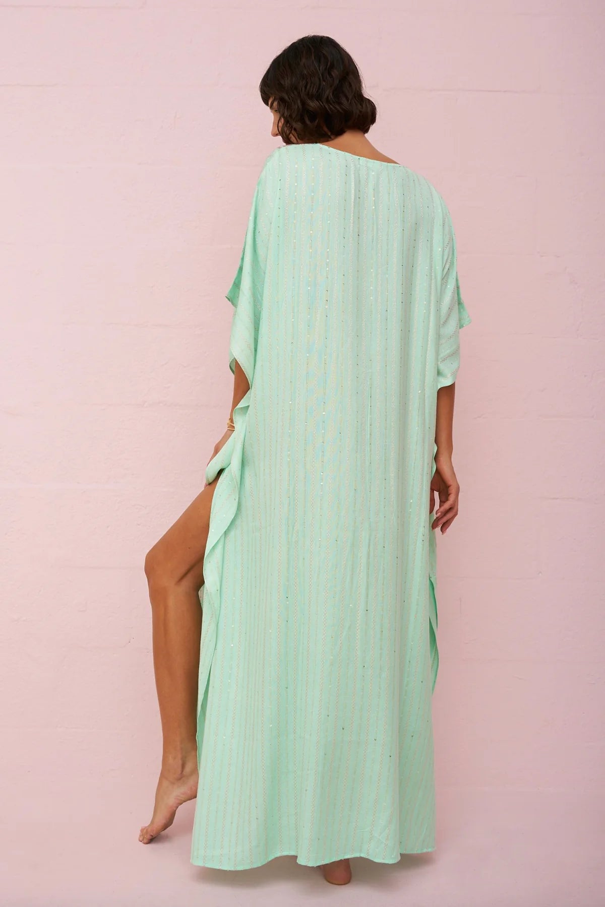 Load image into Gallery viewer, Checkered Sequin Thobe Aqua
