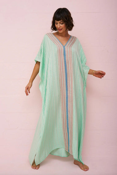 Checkered Sequin Thobe Aqua