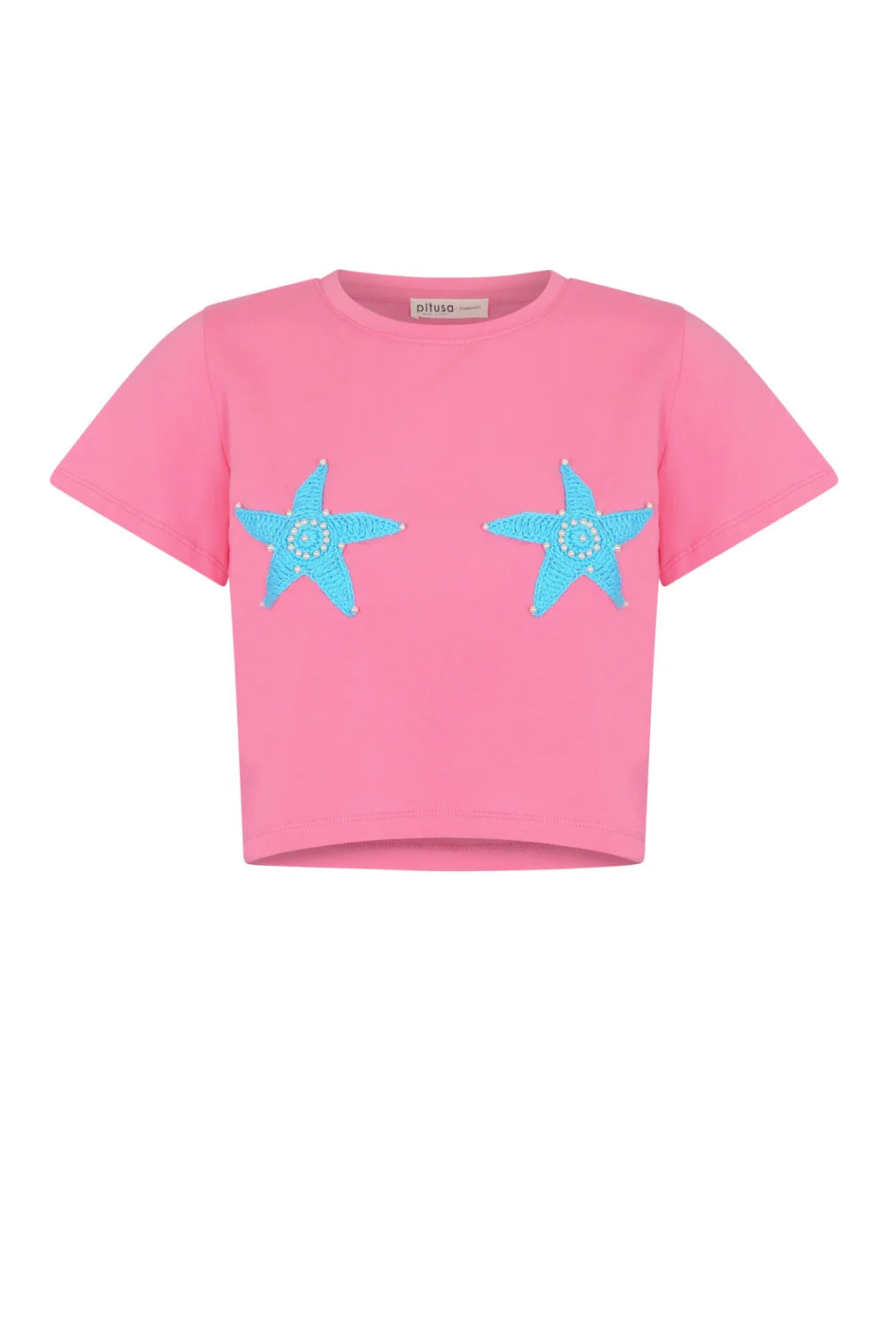 Load image into Gallery viewer, Crochet Motif T-Shirt Pink
