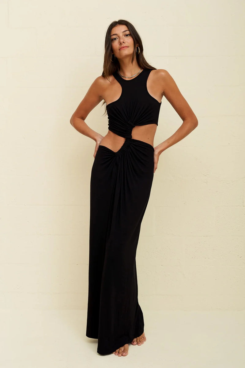 Cut Out Twist Dress Black