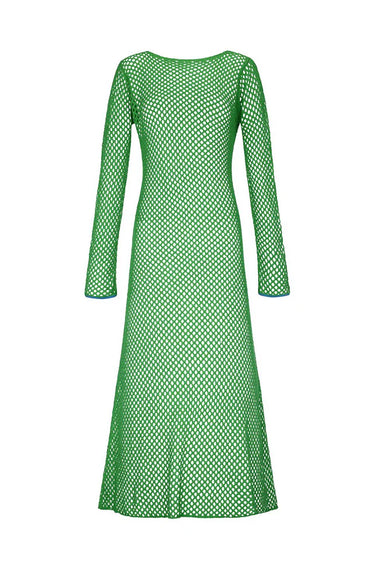 Crochet U-Back Maxi Dress Green