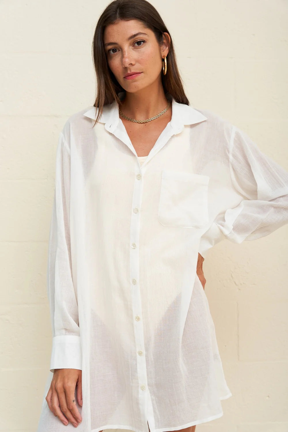 Load image into Gallery viewer, Motif Button Shirt Dress White
