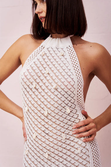 Puka Shell Crochet Mini Ecru - Dress