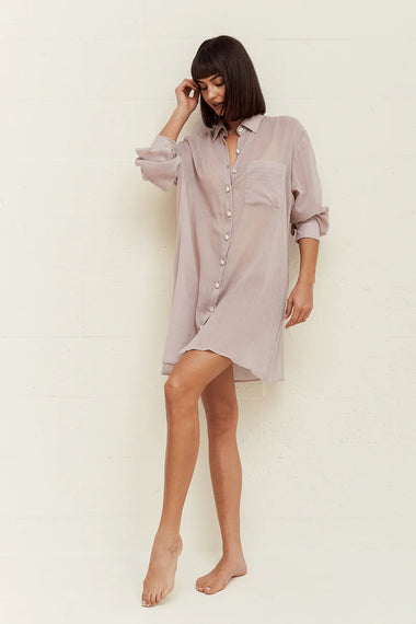 Puka Shell Shirt Dress Mauve - Dress