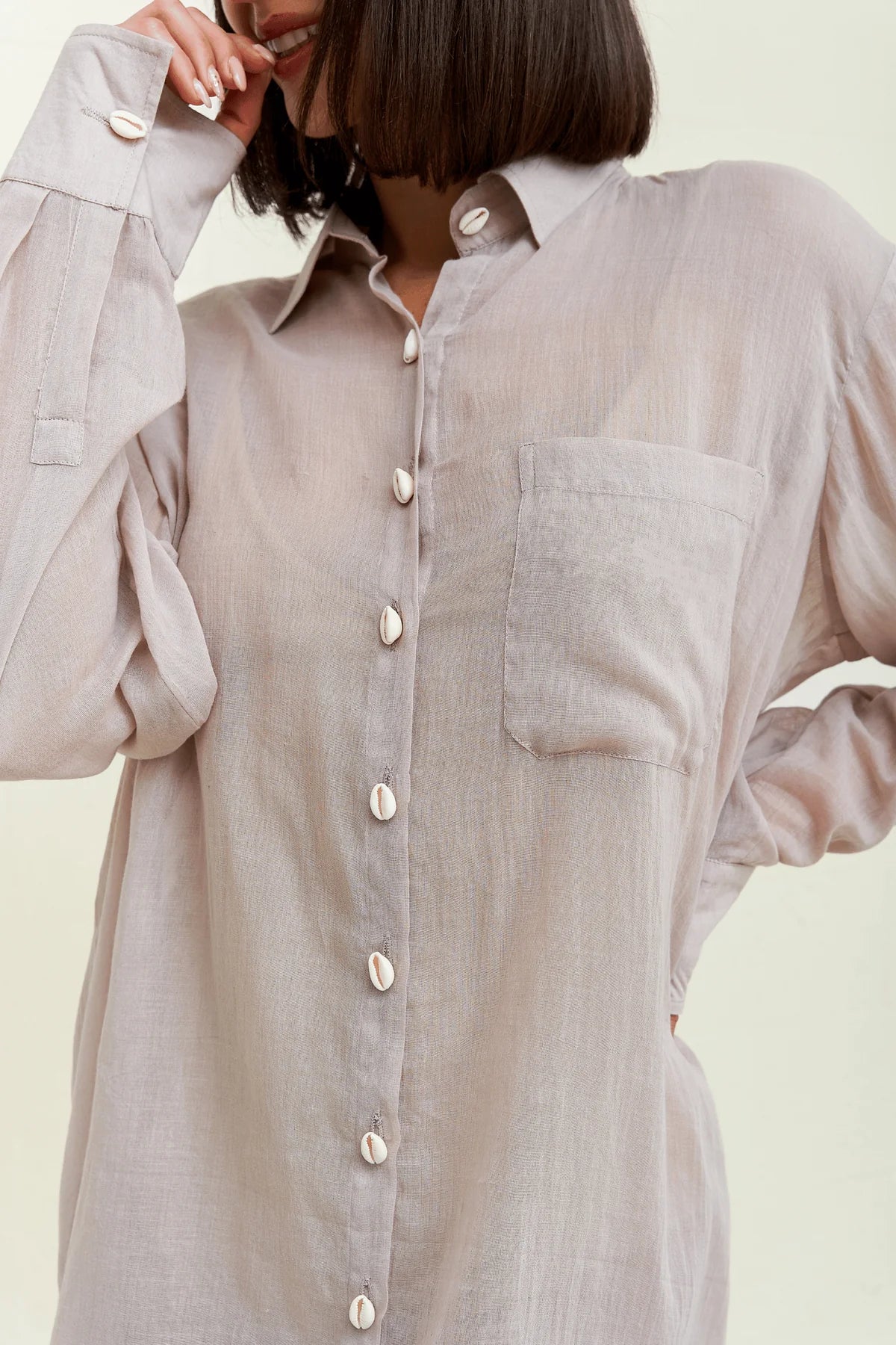 Load image into Gallery viewer, Puka Shell Shirt Dress Mauve - Dress
