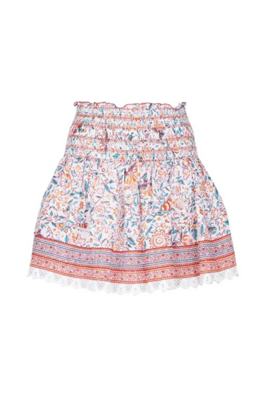 Mini Skirt Galia Red Menton Cotton Plumeti