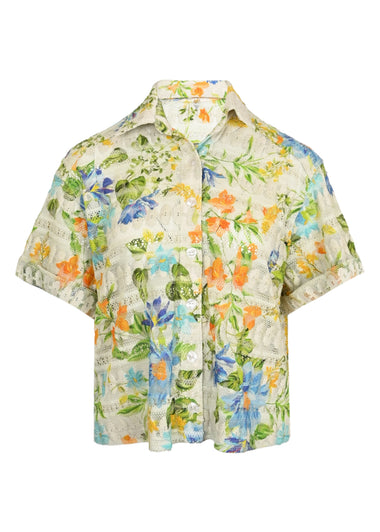 Blake Button Top Bluebell