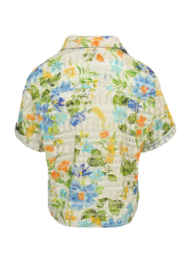 Blake Button Top Bluebell